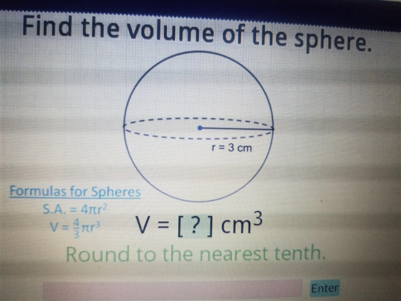 Find the volume of the sphere.-example-1