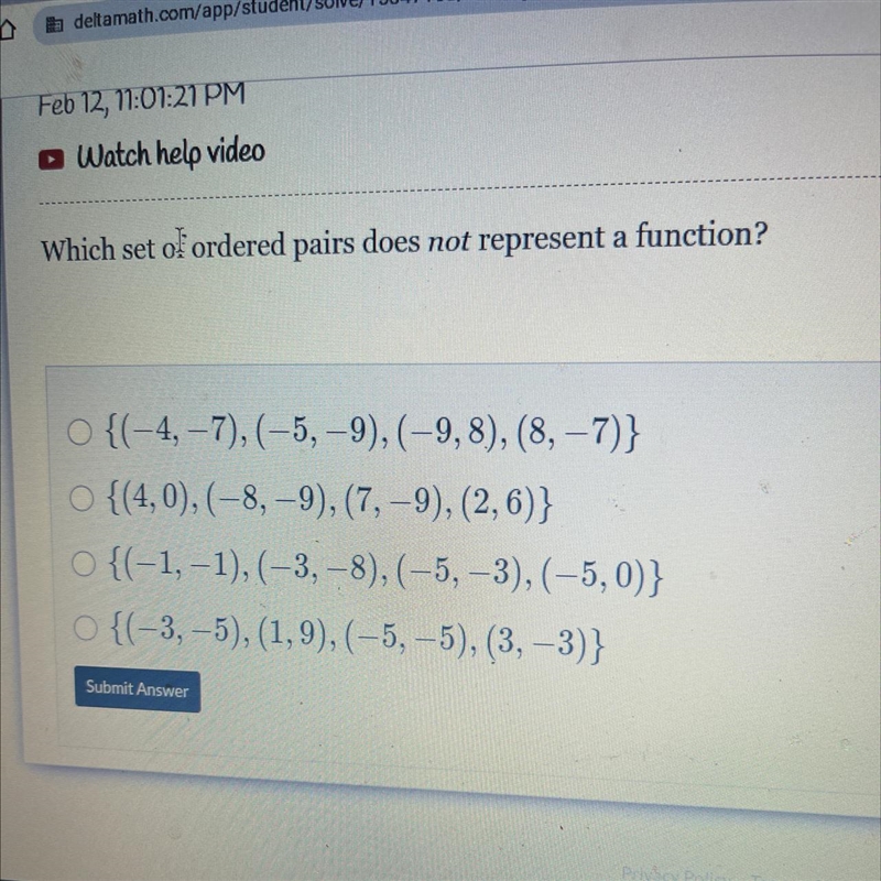 Which set of orders pair does not represent a function-example-1