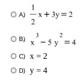 50 POINTS PLS ANSWER QUICK!! Which of the following equations is not a linear equation-example-1