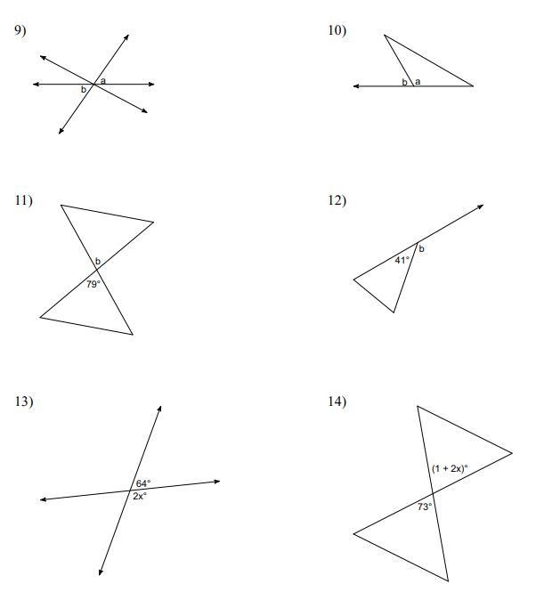 For problems 7-10, name the relationship: complementary angles, supplementary angles-example-2