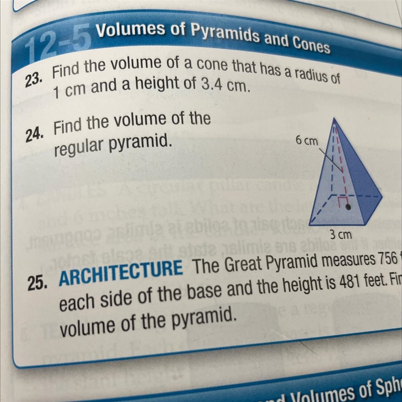 24. Find the volume of theregular pyramid.6 cm 3cm24 only-example-1