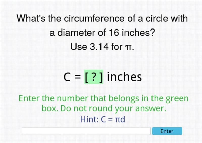 What's the circumference of a circle with a diameter of 16 inches-example-1