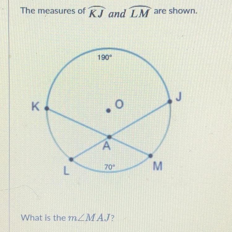 The measures of KJ and LM are shown. What is the m-example-1