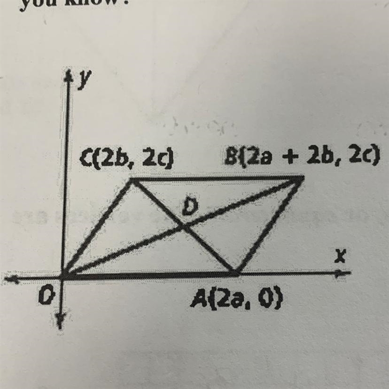 The diagram shows a general parallelogram with a vertex at the origin and one side-example-1