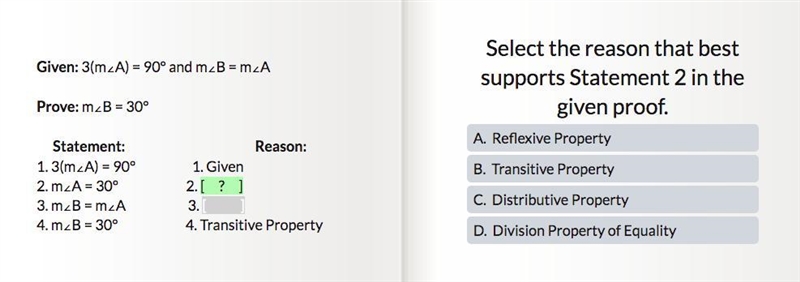 Help. select the reason that best supports statement 2 in the given proof-example-1