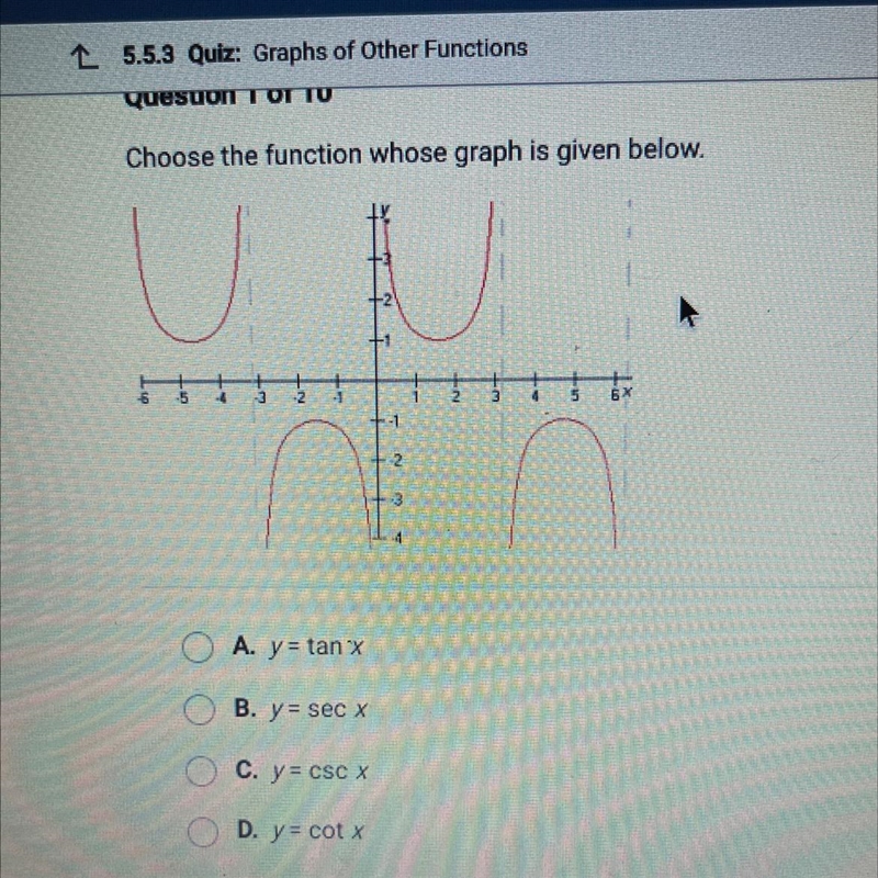 Choose the function whose graph is given below.-example-1