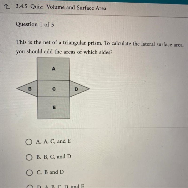 This is the net of a triangular prism. To calculate the lateral surface area, you-example-1