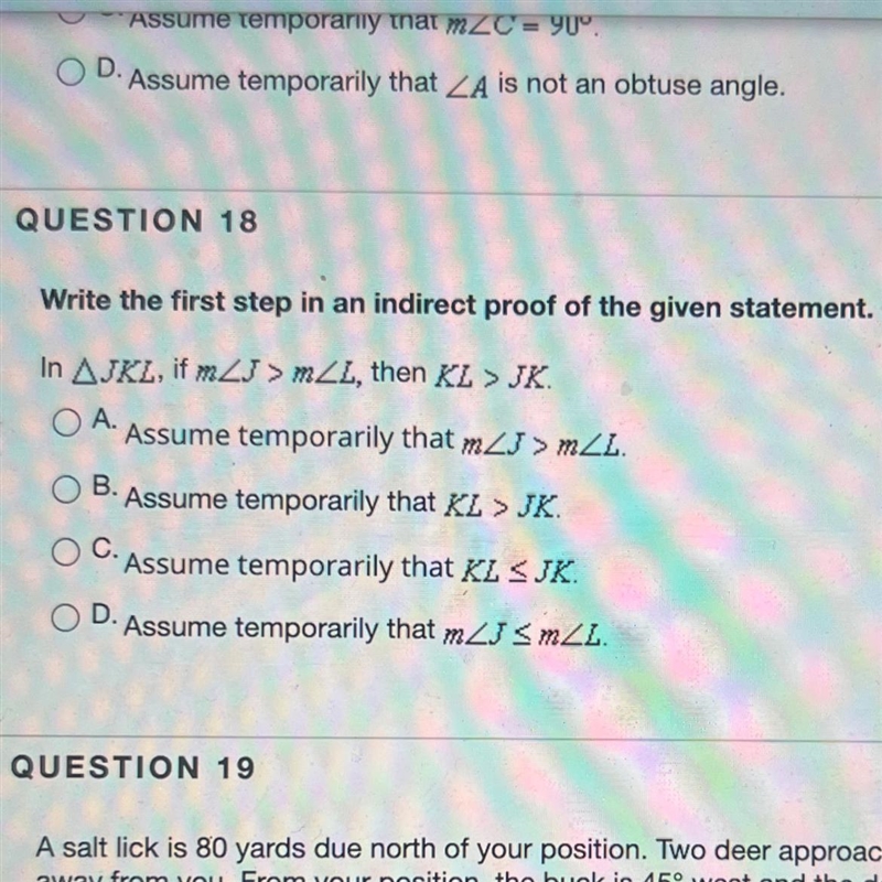 Write the first step in an indirect proof of the given statement-example-1