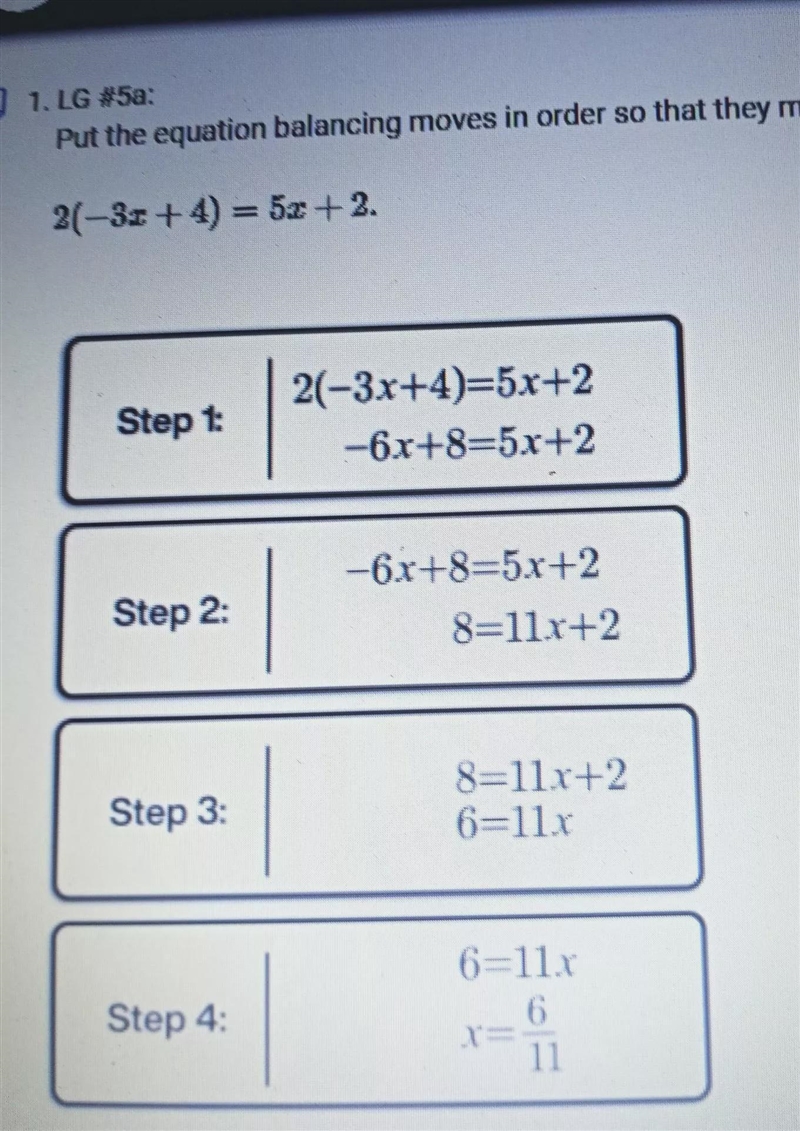 put the equation balancing moves in order so that they match what's what was done-example-1