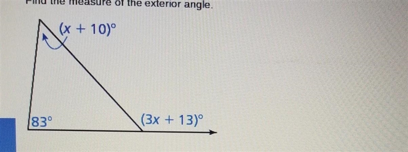 Find the measure of the exterior angle​-example-1