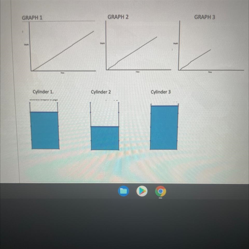 Match the Graph(Time and Depth of water) to the correct cylinder-example-1