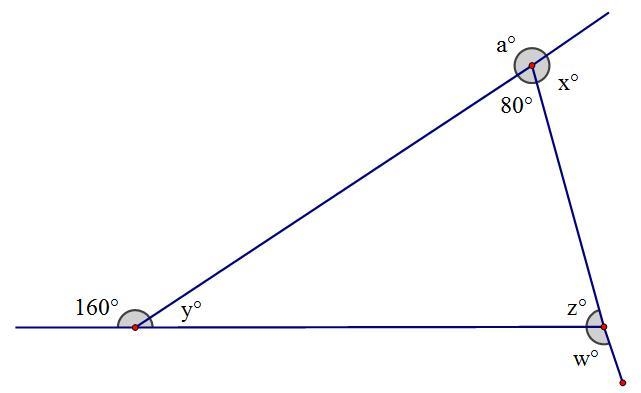 What is the measure of angle w°? Show all work.-example-1