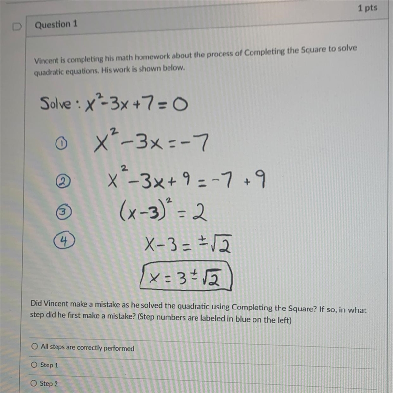 Vincent is completing his math homework about the process of Completing the Square-example-1