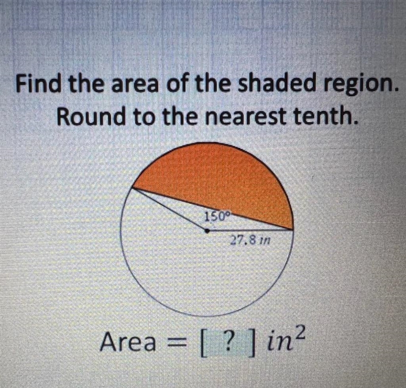 Find the area of the shaded region. Round to the nearest tenth.-example-1