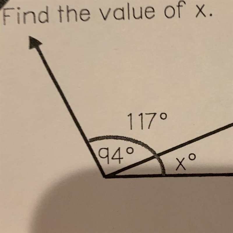 1 Find the value of x. 117° 1940 to-example-1