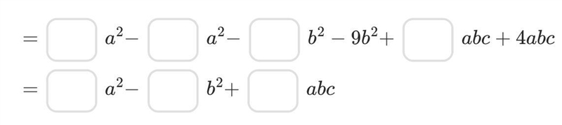 Simplify. 6a2−4b2+4abc−9b2−4a2+8abc-example-1