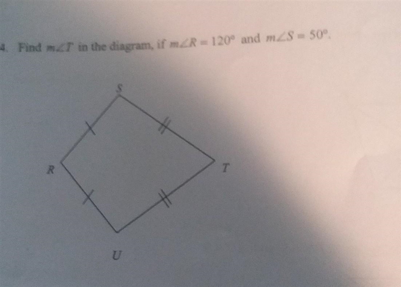 - Find mZT in the diagram, if mZR = 120° and mZS = 50°.​-example-1