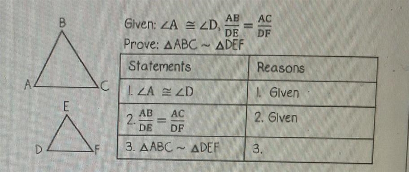 Find the correct missing reason to the proof A .similar triangles theoremb.SASc.AAd-example-1