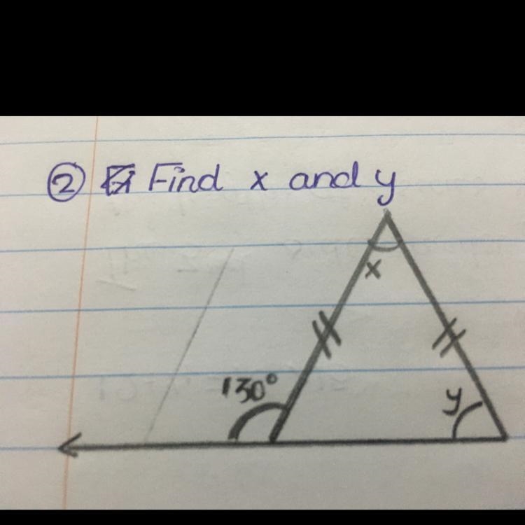 2 Find x and y 130⁰ answer-example-1