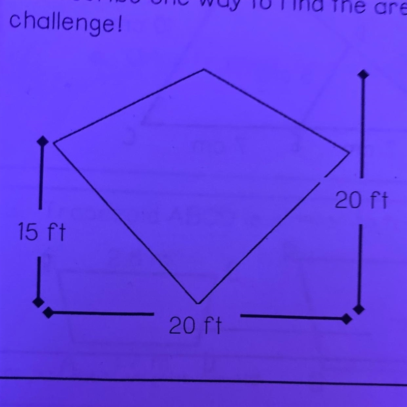 Describe one way to find the area of the figure below, given the dimensions.-example-1