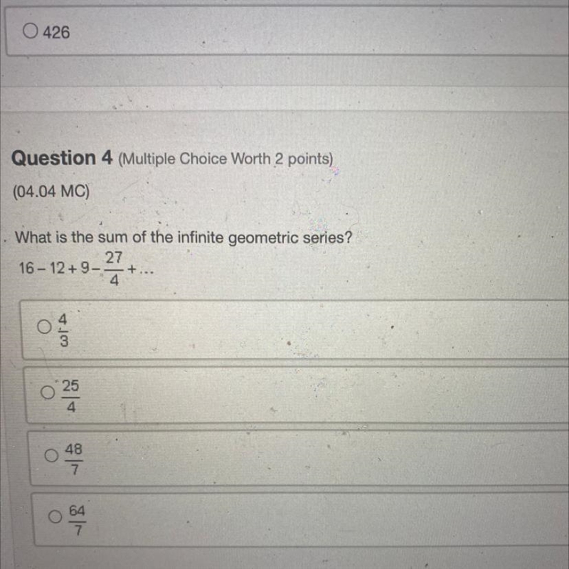 What is the sum of the infinite geometric series?-example-1