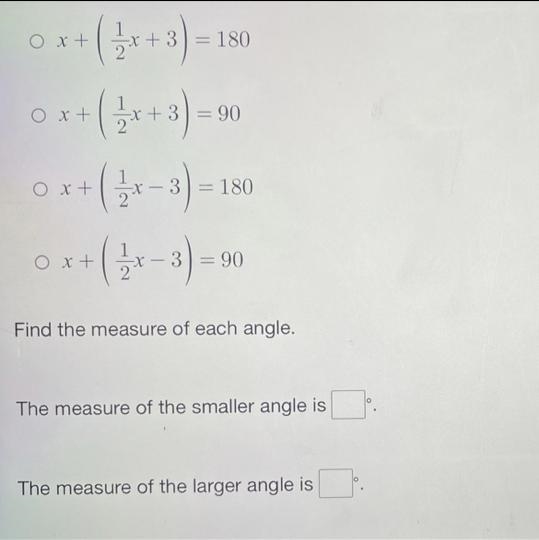 The measure of one angle is 3 degrees more than 1/2 the measure of its supplement-example-1