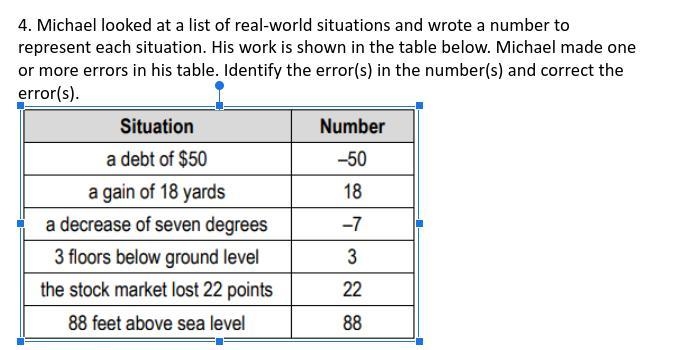 Michael looked at a list of real-world situations and wrote a number to represent-example-1