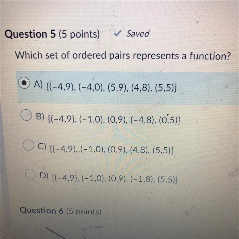 Which set of ordered pairs represents a function-example-1