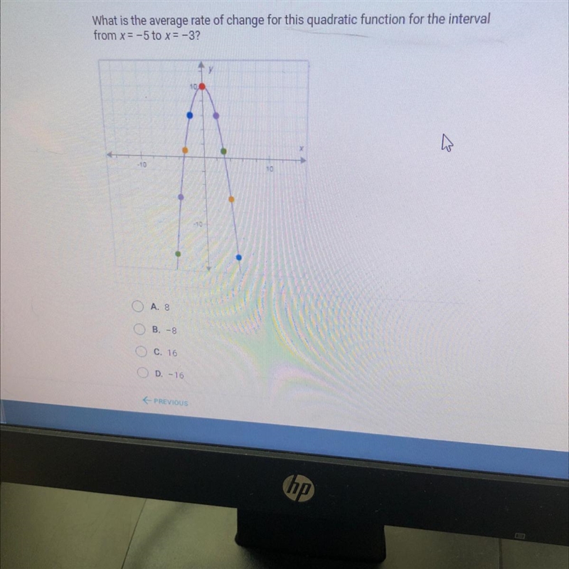 What is the average rate of change for this quadratic function for the intervalfrom-example-1