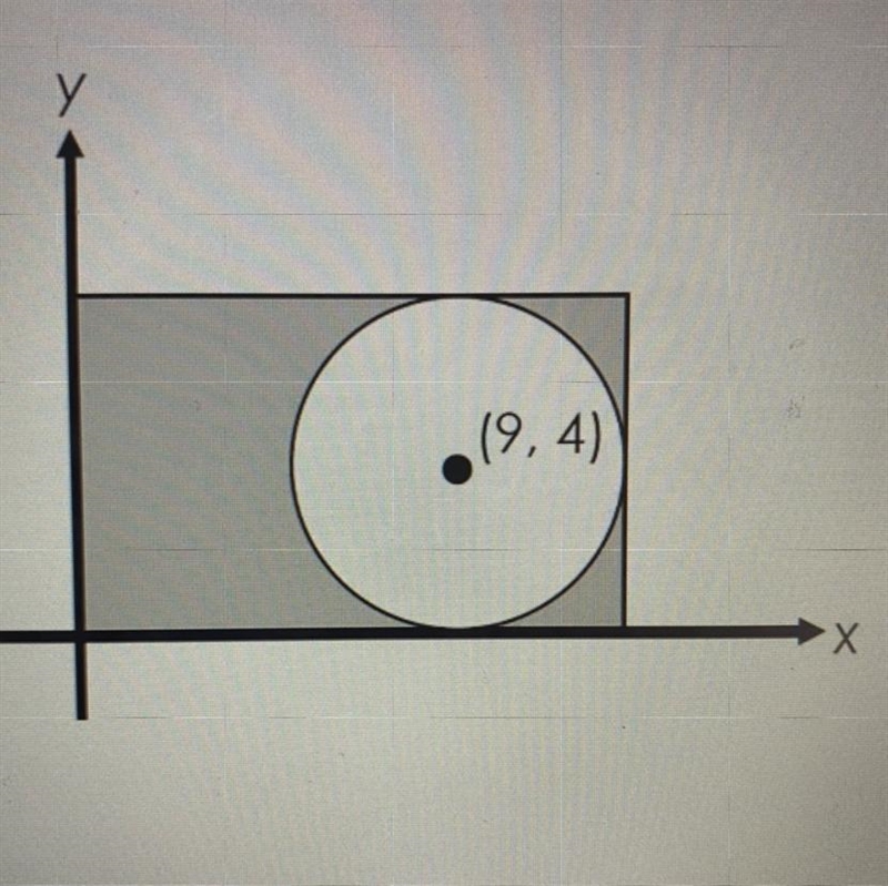 Find the area of the shaded region below given the center of the circle is (9, 4). Leave-example-1