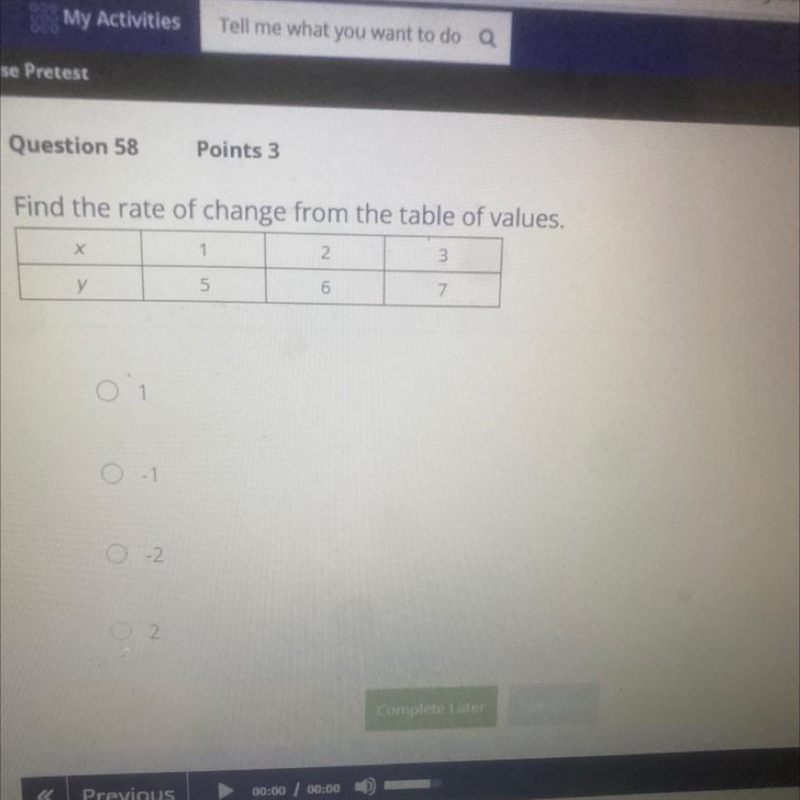 Find the rate of change from the table of values-example-1