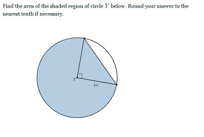 find the area of the shaded region of circle y below. Round your answer to the nearest-example-1