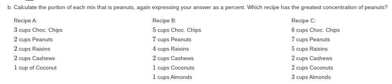 Calculate the portion of each mix that is peanuts, again expressing your answer as-example-1