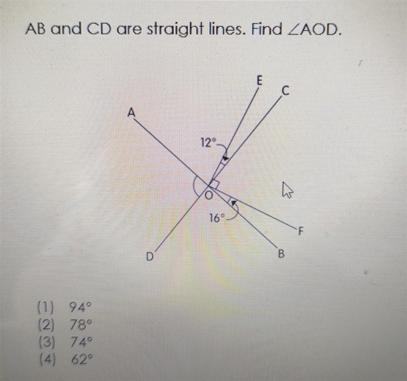 AB and CD are straight lines. Find AOD.​-example-1