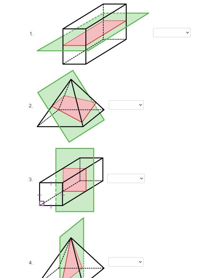 Choose the best description of the cross section shown in each image.-example-1