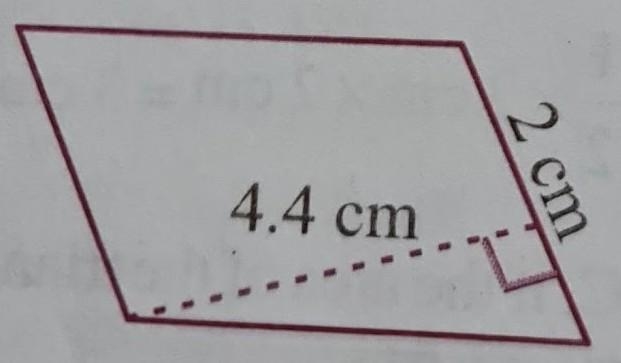 Find the area of following triangle ___________ 8.8 cm² 19.36 cm² 4.4 cm² ​-example-1