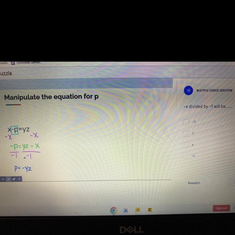 ￼ negative X divided by negative one will be ￼￼￼-example-1