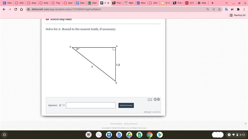 PLEASE HELP Solve for x. Round to the nearest tenth, if necessary.-example-1