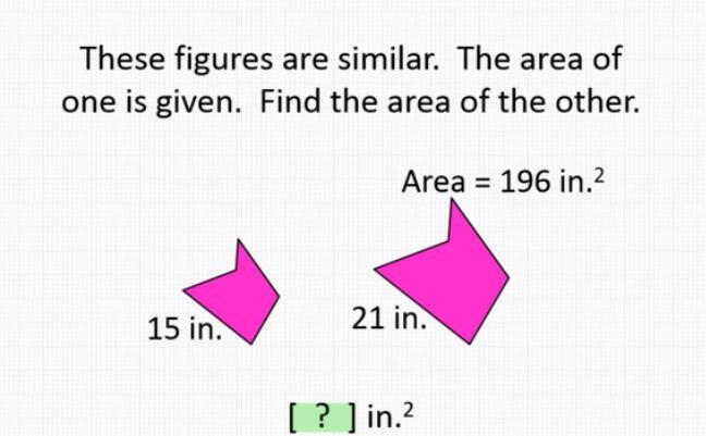 These figures are similar. The area of one is given. Find the area of the other. 15in-example-1