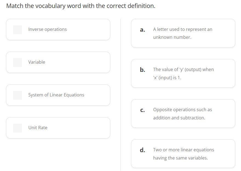 Match the vocabulary word with the correct definition.-example-1