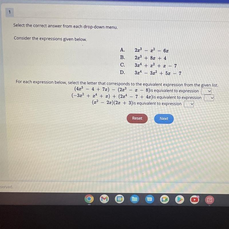 HELP PLEASE ASAP:< Consider the expressions given below. A. 2x³ - x² - 6x B. 2x-example-1