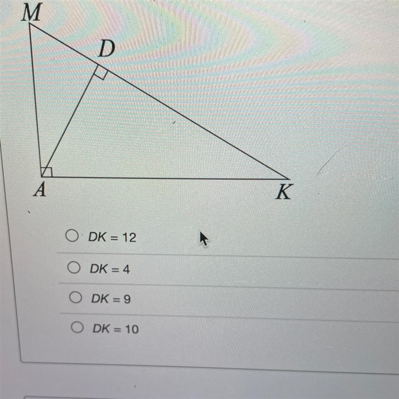 If DA = 6 and MD = 4, what is the length of DK?-example-1