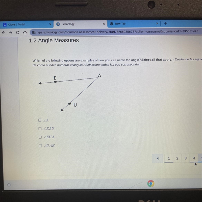 Which of the following options are examples of how you can name the angle? Select-example-1