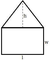 If h = 20 inches, l = 27 inches, and w = 16 inches, what is the area of the figure-example-1