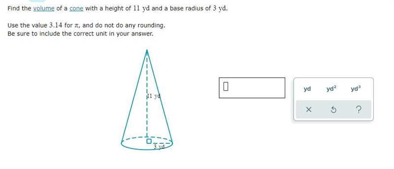 Find the volume of a cone-example-1