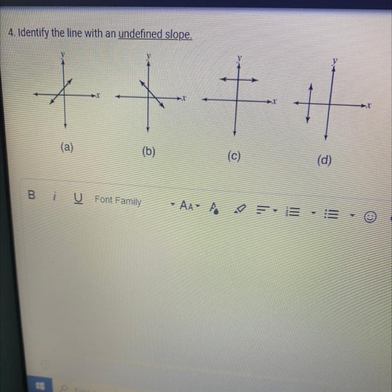 Identify the line with an undefined slope-example-1