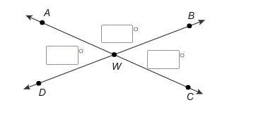 Lines AC←→ and DB←→ intersect at point W. Also, m∠DWC=138°. Enter the angle measurements-example-1