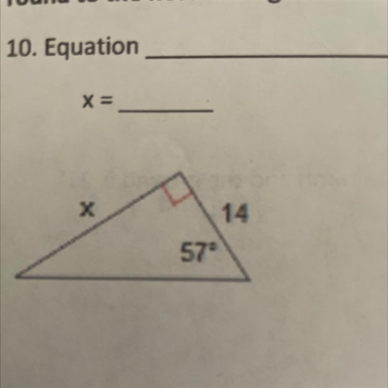 X 14 57 alt Write the equation to and then find the value of x For sides , round to-example-1