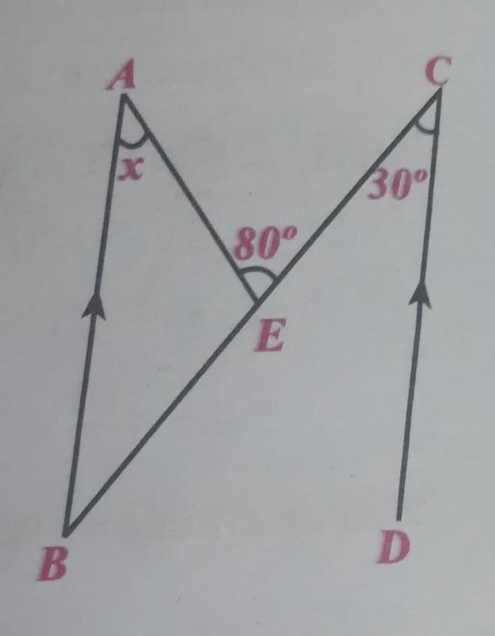 Find the value of x in the given figure of a triangle-example-1