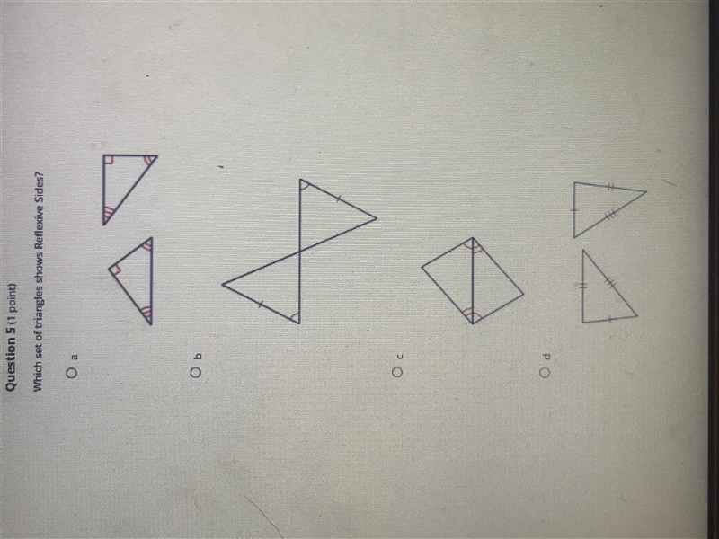 Which side is triangles show reflective sides?-example-1